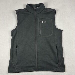 Under Armour Vest Mens XL Gray Full Zip Sweater Fleece Chest Pocket 1380272